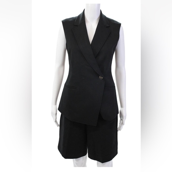 SPANX Perfect Asymmetric One Button Vest Top shorts set Black - Picture 4 of 12